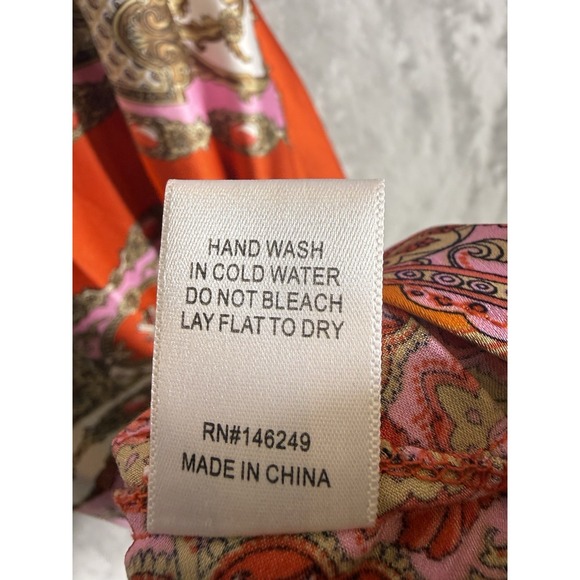 Aakaa Geometric Maxi Dress Size Large Pink Orange Red Multi Classic Halter Neck - Picture 11 of 12